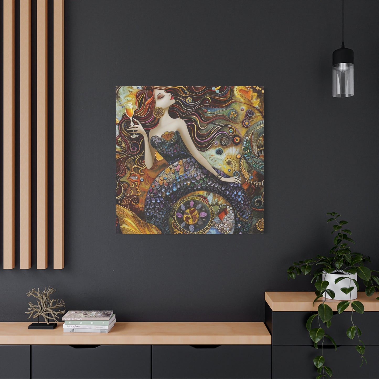 Mermaid Art Canvas, Relaxing Home Decor, Whimsical Wall Art, Unique Gift, Fantasy Artwork