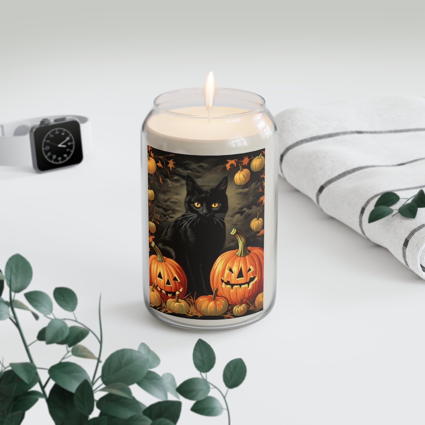 Halloween Cat Candle, Soy Wax, Fall Home Decor, Cozy Autumn Vibes, Perfect for Witchy Folks, Gift for Cat Lovers