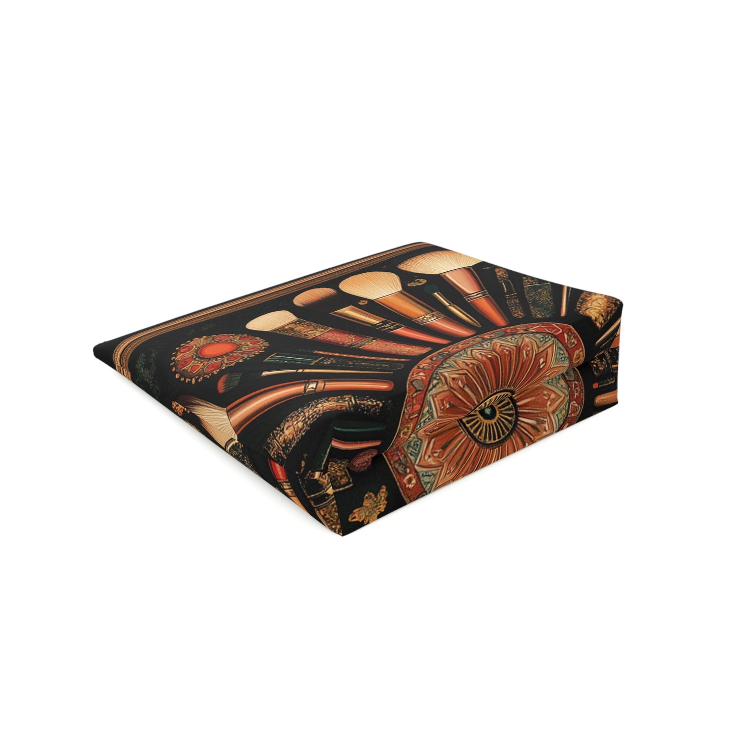 Artistic Vintage Look Makeup Bag, Bohemian Cosmetic Pouch, Travel Toiletry Case, Gift for Beauty Lovers, Vintage Brush Design