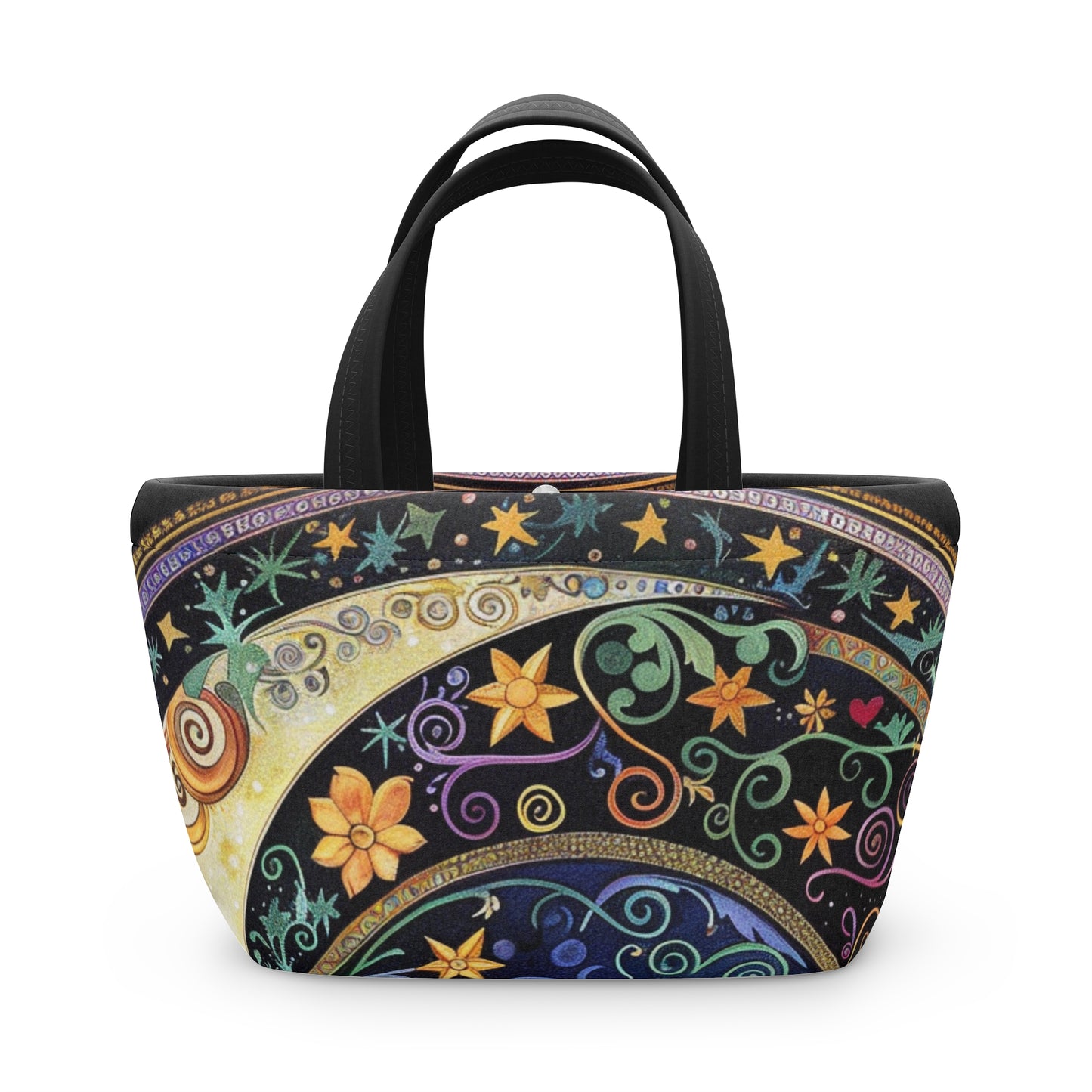 Colorful Celestial Patterns Lunch Bag, Insulated Tote, Reusable Food Carrier, Eco-Friendly Lunch Container, Picnic Essential