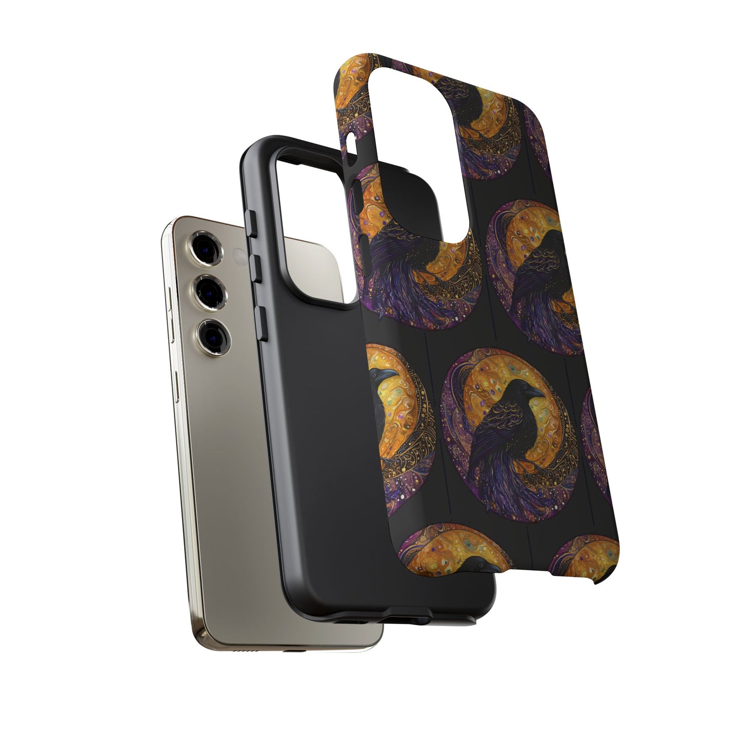 Raven Celestial Phone Case, Astrological Gift, Bird Lover Accessory, Tough Phone Cover, Gothic Aesthetic, Halloween Tech Decor