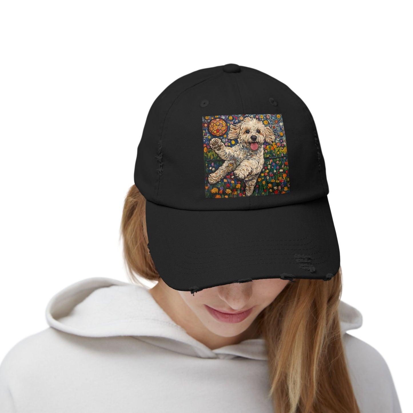 Doodle Pickleball Art Cap, Distressed Baseball Hat, Pet Lover Gift, Casual Summer Hat, Dog Mom Cap, Fun Gift for Dog Owners