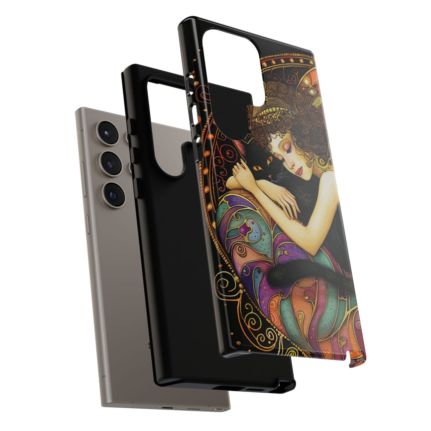 Artistic Phone Case for Cat Lovers, Tough Cases with Enchanting Design, Unique Gift for Birthdays, Holidays, and Celebrations