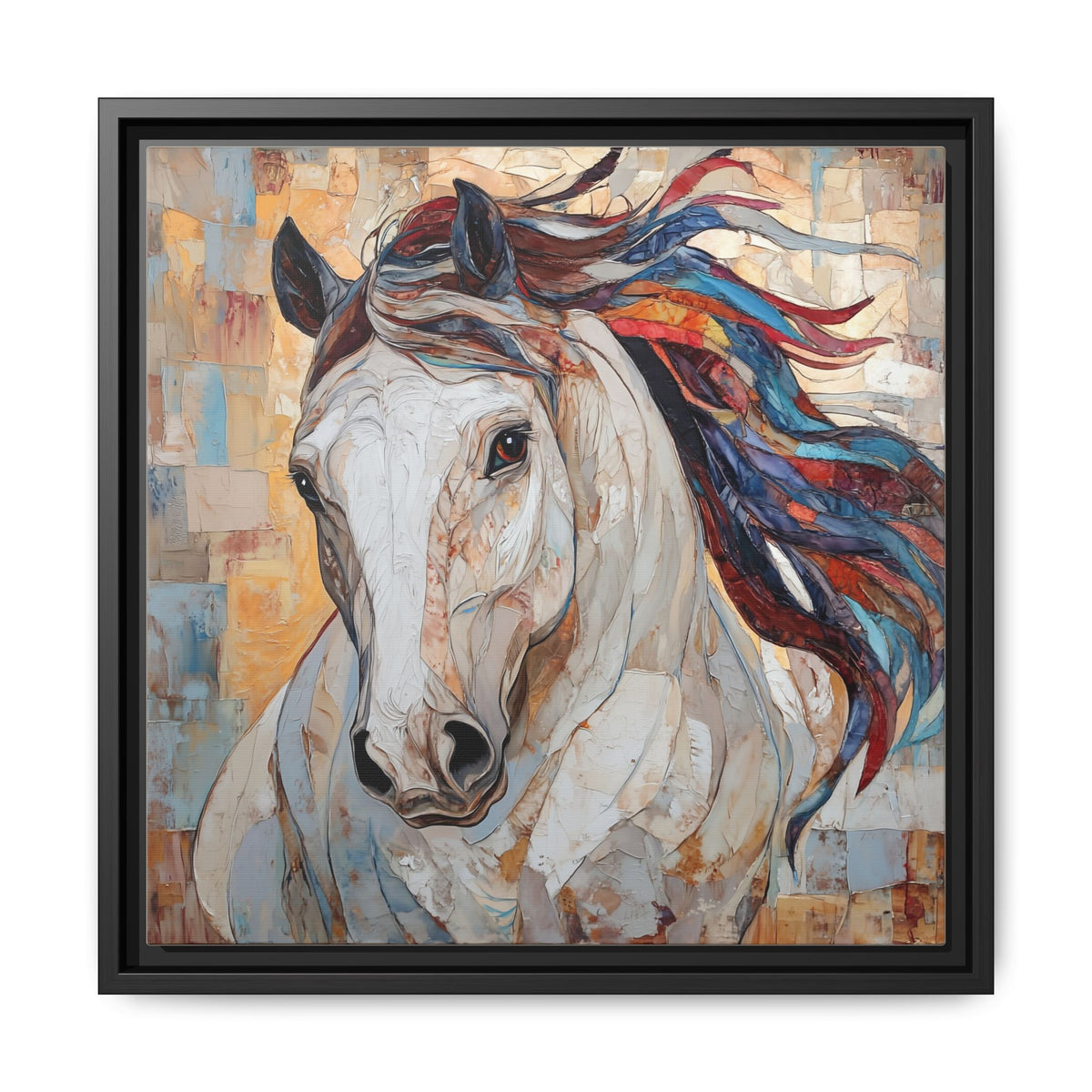 Colorful Mane Horse Matte Canvas Framed | Equine Wall Art