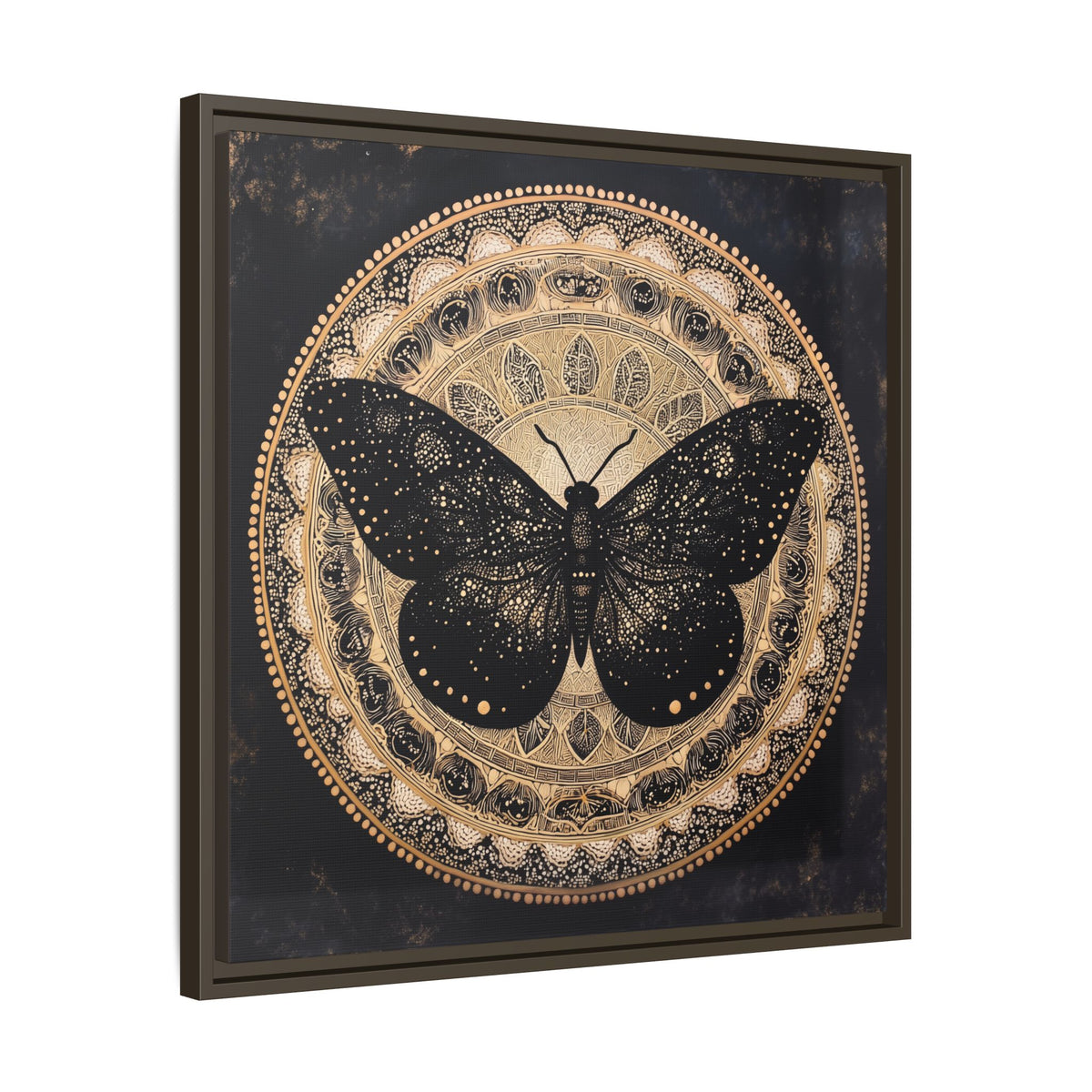 Black Moth Mandala Matte Canvas Framed | Wall Art