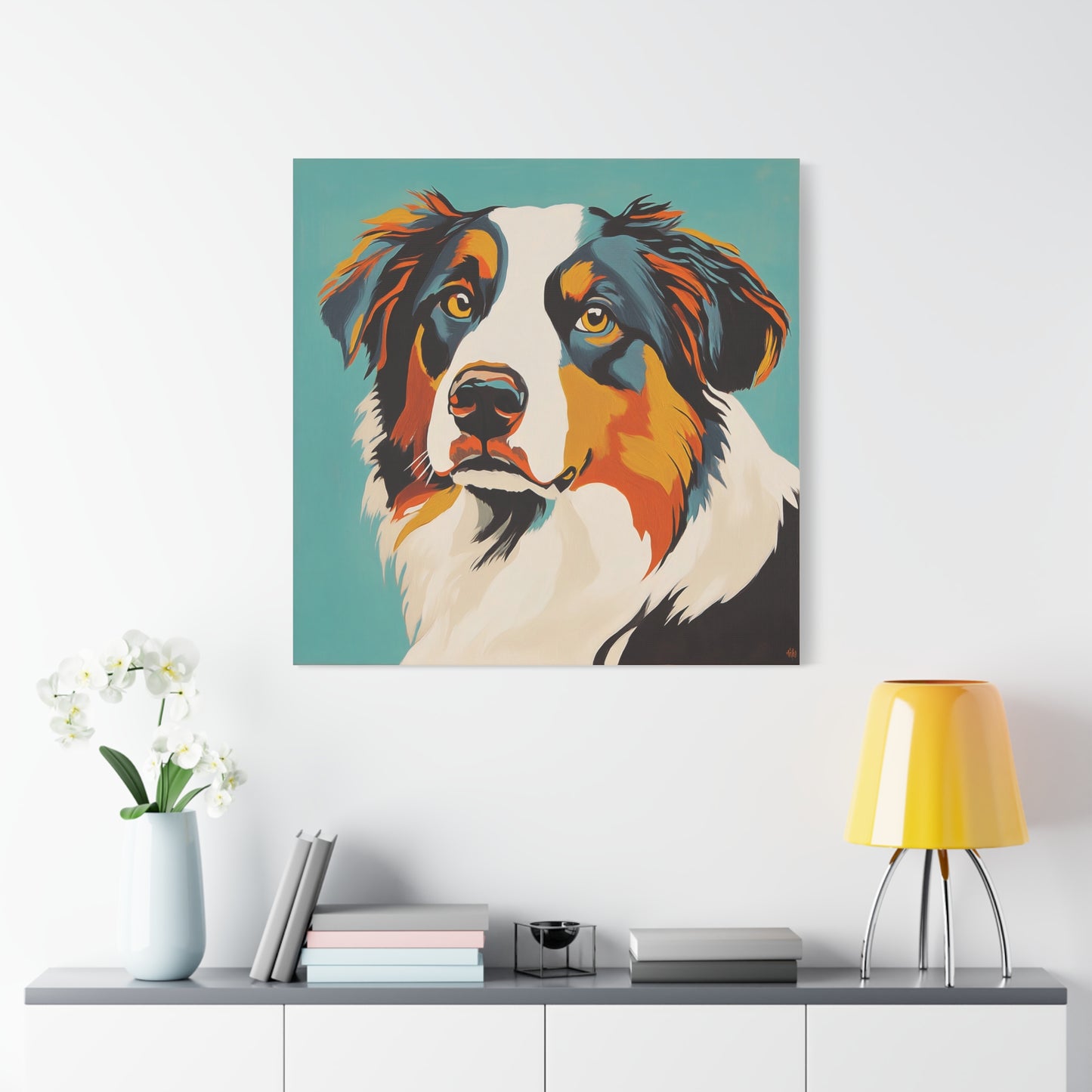 Mid Century Modern Aussie Canvas Wall Art, Home Decor, Pet Lover Gift, Dog Art, Animal Lover Decor