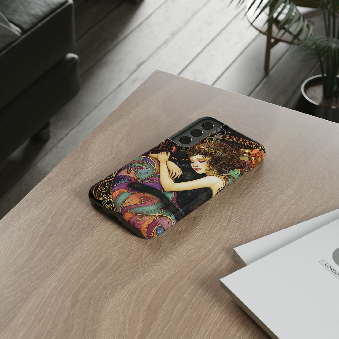 Artistic Phone Case for Cat Lovers, Tough Cases with Enchanting Design, Unique Gift for Birthdays, Holidays, and Celebrations