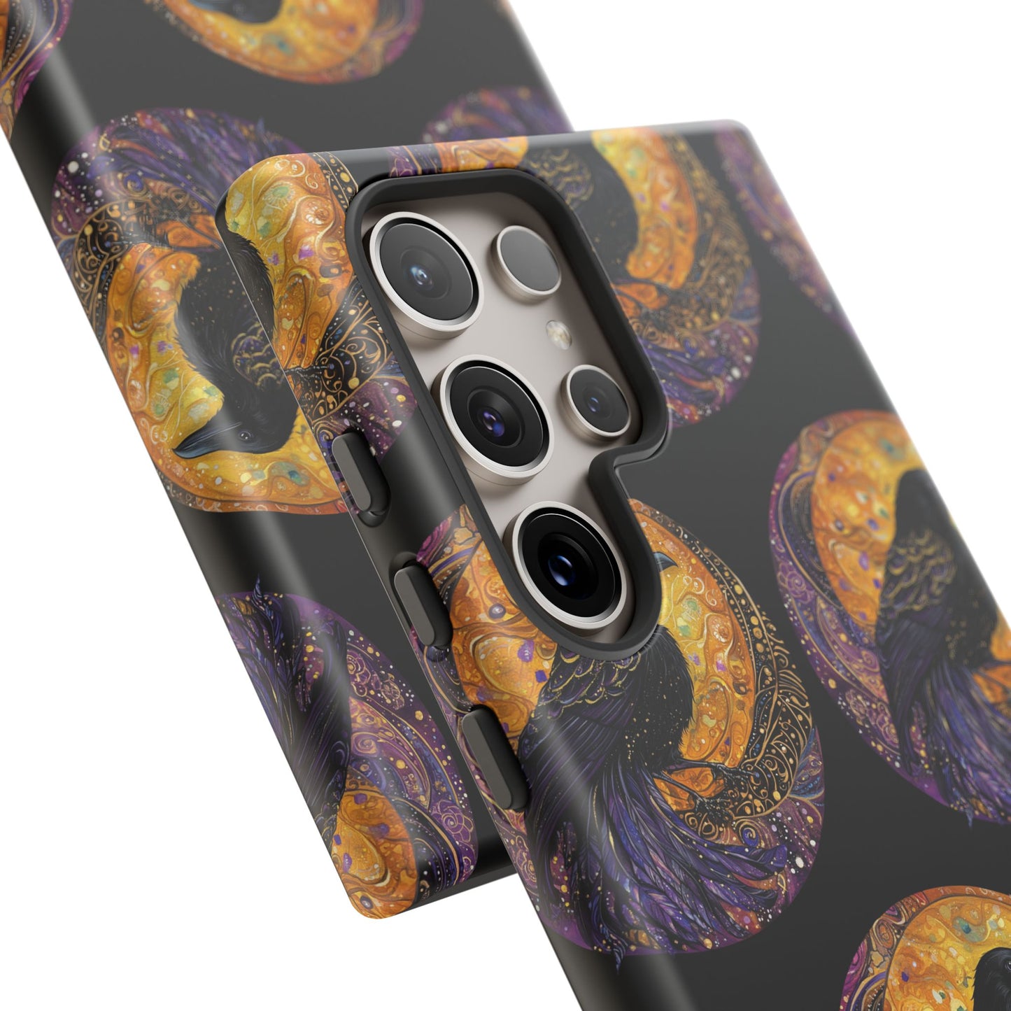 Raven Celestial Phone Case, Astrological Gift, Bird Lover Accessory, Tough Phone Cover, Gothic Aesthetic, Halloween Tech Decor
