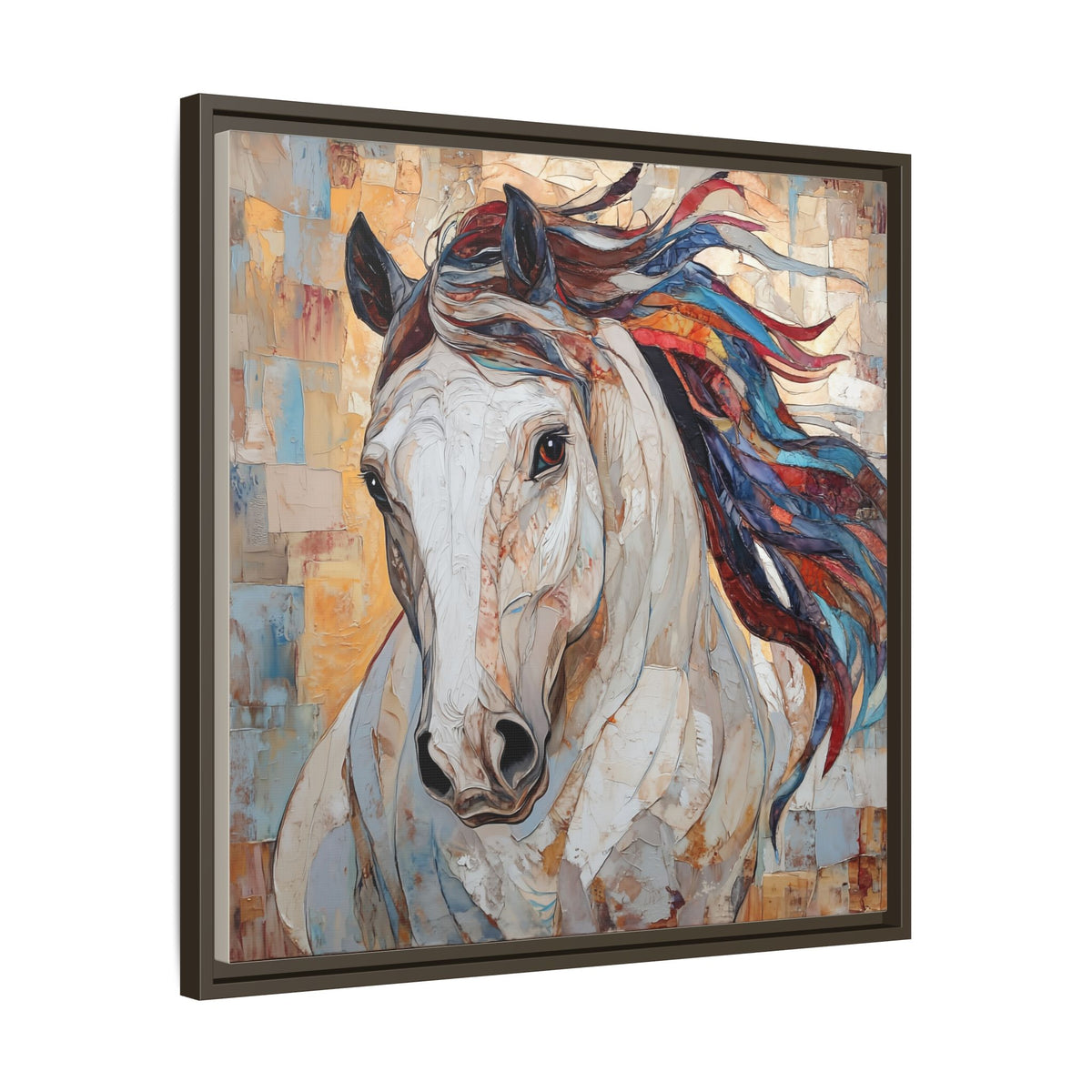 Colorful Mane Horse Matte Canvas Framed | Equine Wall Art