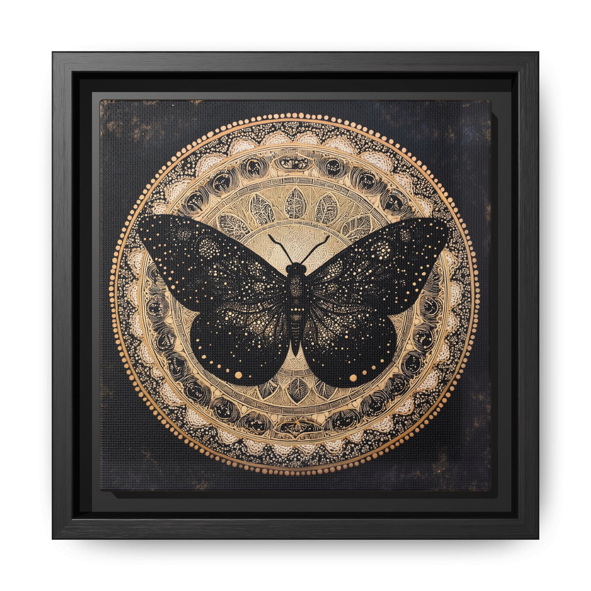 Black Moth Mandala Matte Canvas Framed | Wall Art