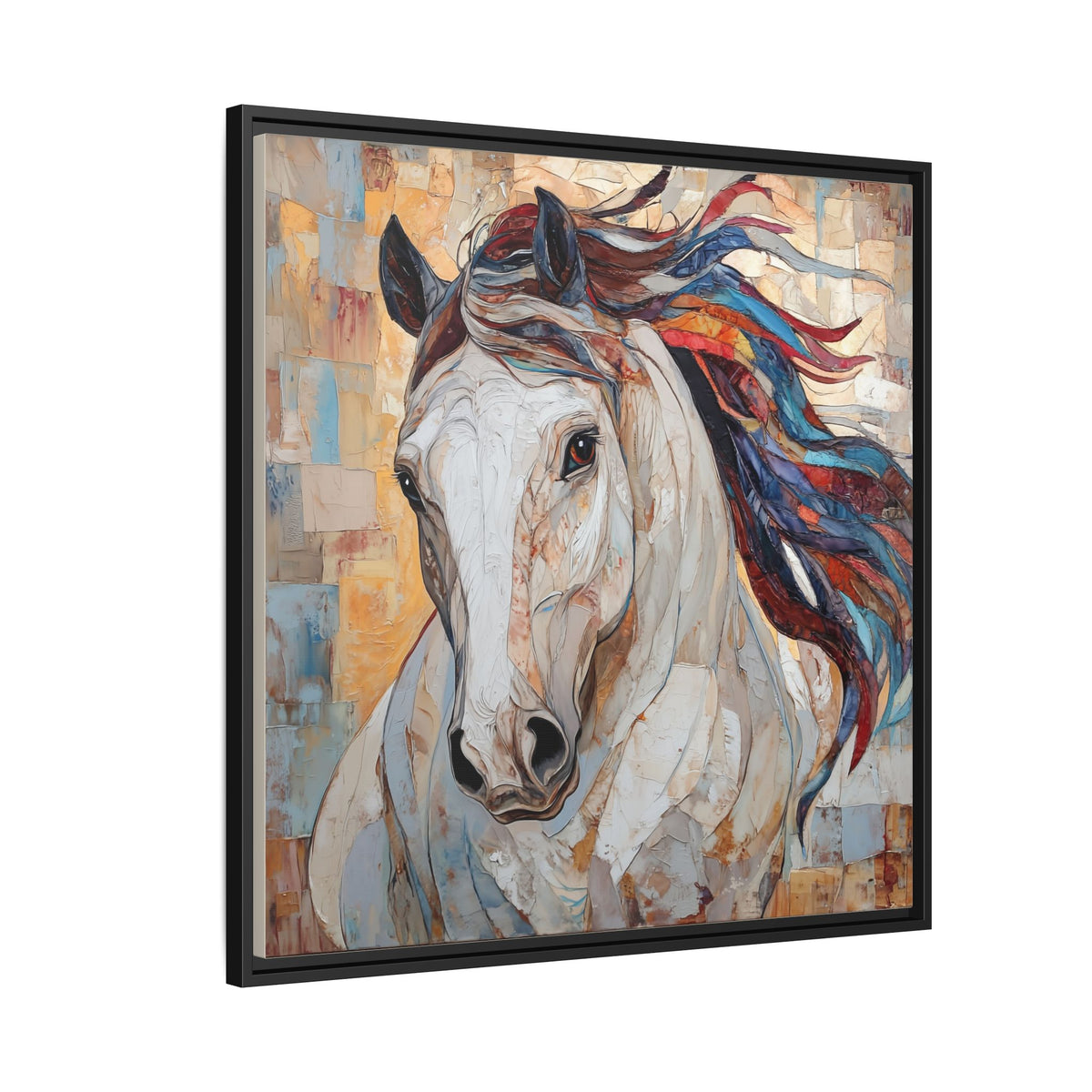 Colorful Mane Horse Matte Canvas Framed | Equine Wall Art