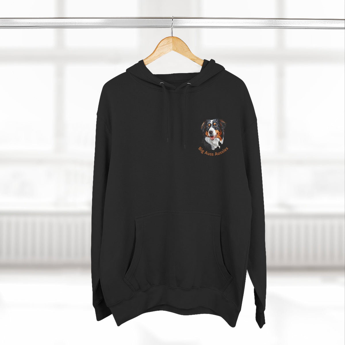 Big Auss Aussie Hoodie - Fleece Hoodie with Tri Color Australian Shepherd Design