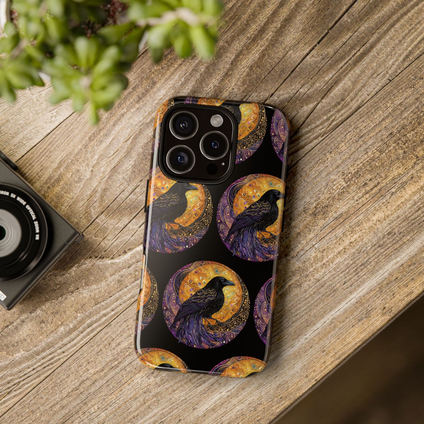 Raven Celestial Phone Case, Astrological Gift, Bird Lover Accessory, Tough Phone Cover, Gothic Aesthetic, Halloween Tech Decor