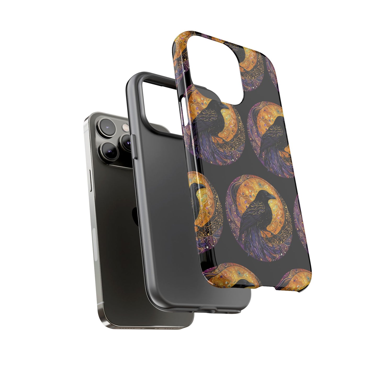 Raven Celestial Phone Case, Astrological Gift, Bird Lover Accessory, Tough Phone Cover, Gothic Aesthetic, Halloween Tech Decor