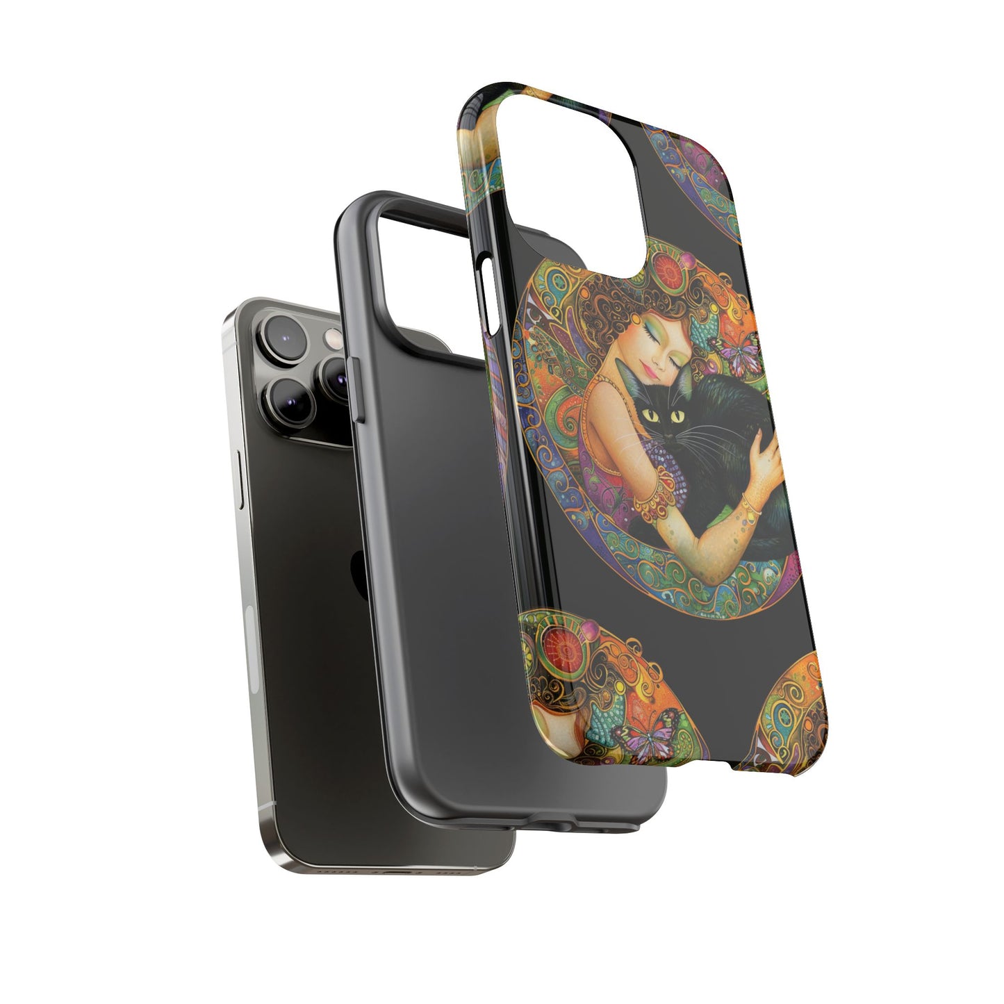 Tough Cases Phone Case, Colorful Protective Cover for Cat Lovers, Trendy Gift for Birthdays, Unique Art Phone Accessories