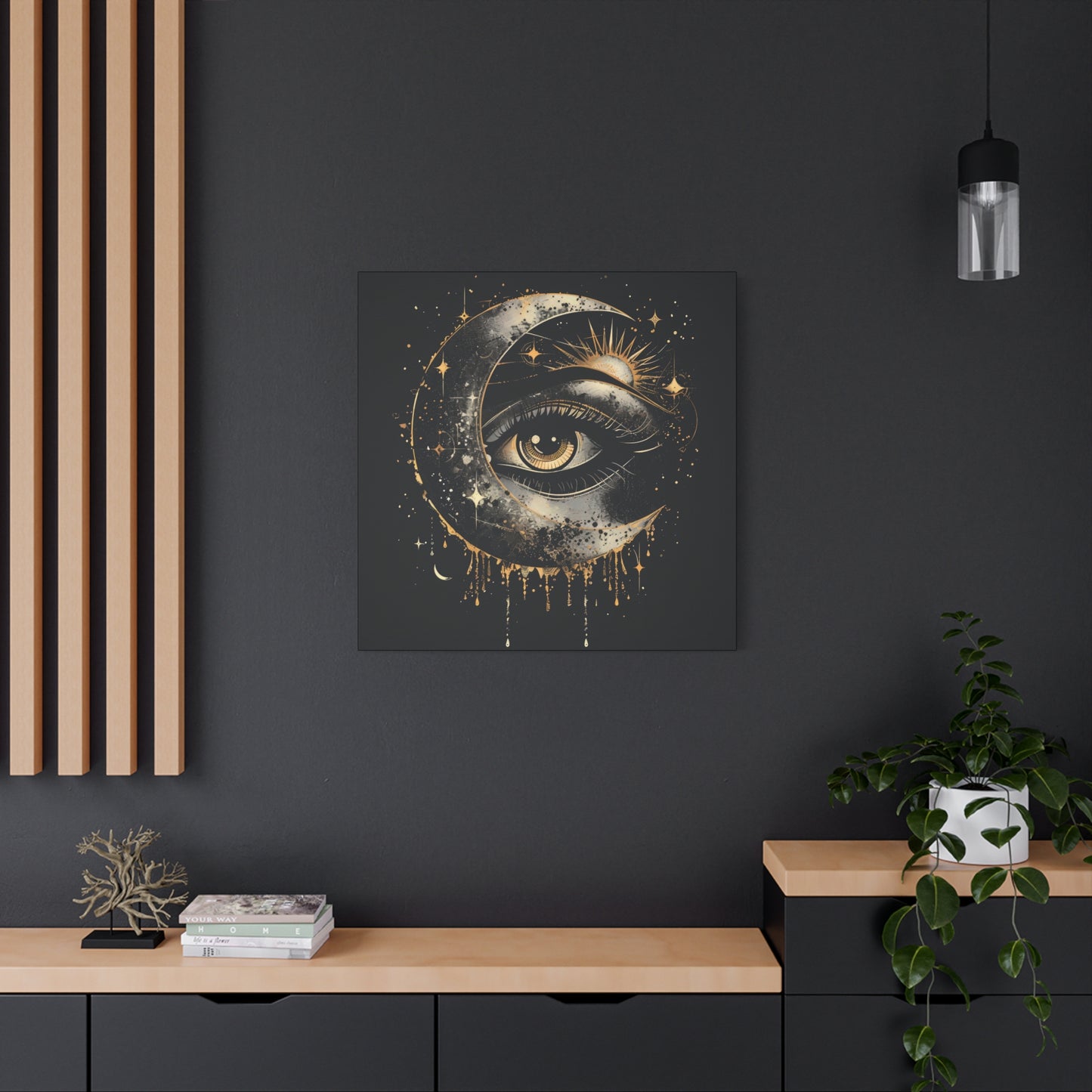 Celestial Eye Canvas Art Print, Mystic Moon Artwork, Astrology Decor, Spiritual Wall Art, Gift for Astronomers