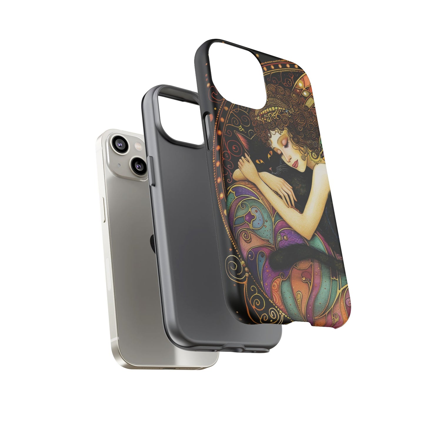 Artistic Phone Case for Cat Lovers, Tough Cases with Enchanting Design, Unique Gift for Birthdays, Holidays, and Celebrations