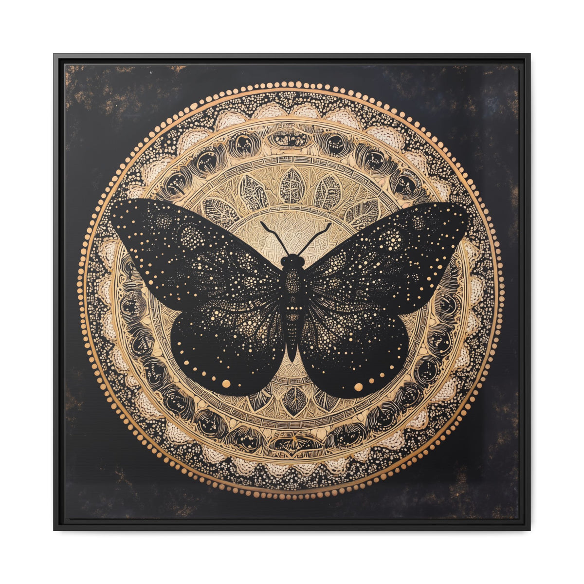 Black Moth Mandala Matte Canvas Framed | Wall Art