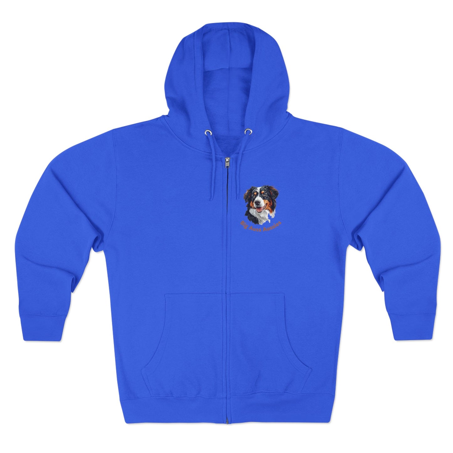 Big Auss Aussies Unisex Zip Hoodie - Cozy Pet Apparel, Australian Shepherd Clothing