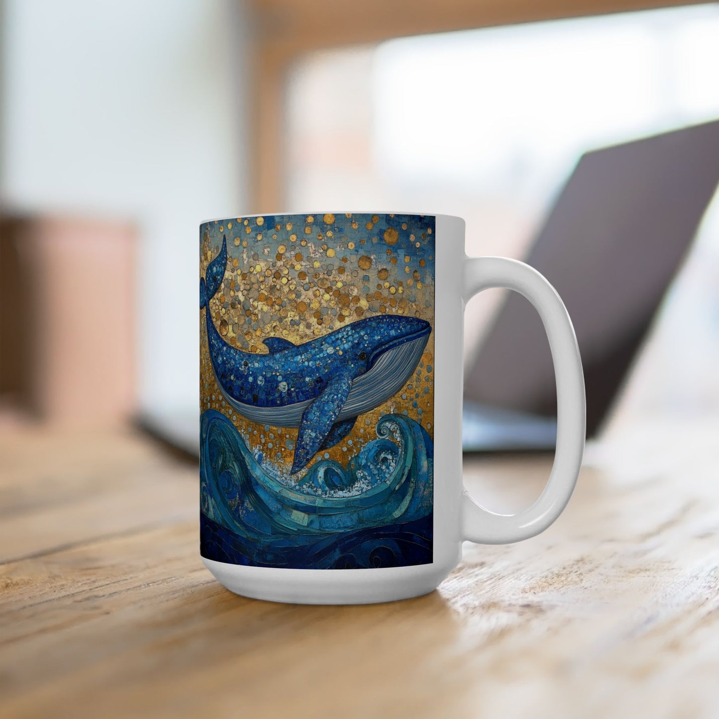Ceramic Whale Art Mug | Ocean Lover Gift | 11oz & 15oz | Unique Whale Design | Coffee Cup for Nature Enthusiasts, Whale Decor, Sea Life