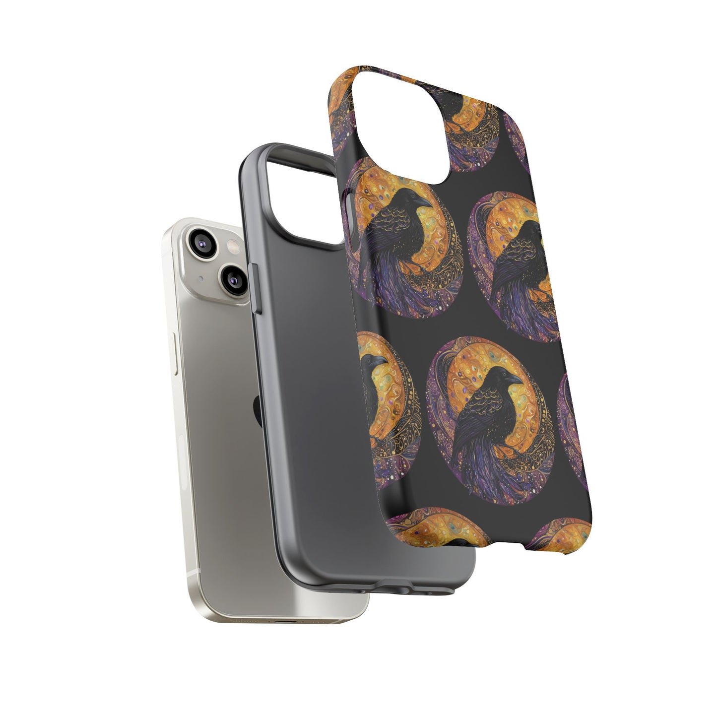 Raven Celestial Phone Case, Astrological Gift, Bird Lover Accessory, Tough Phone Cover, Gothic Aesthetic, Halloween Tech Decor