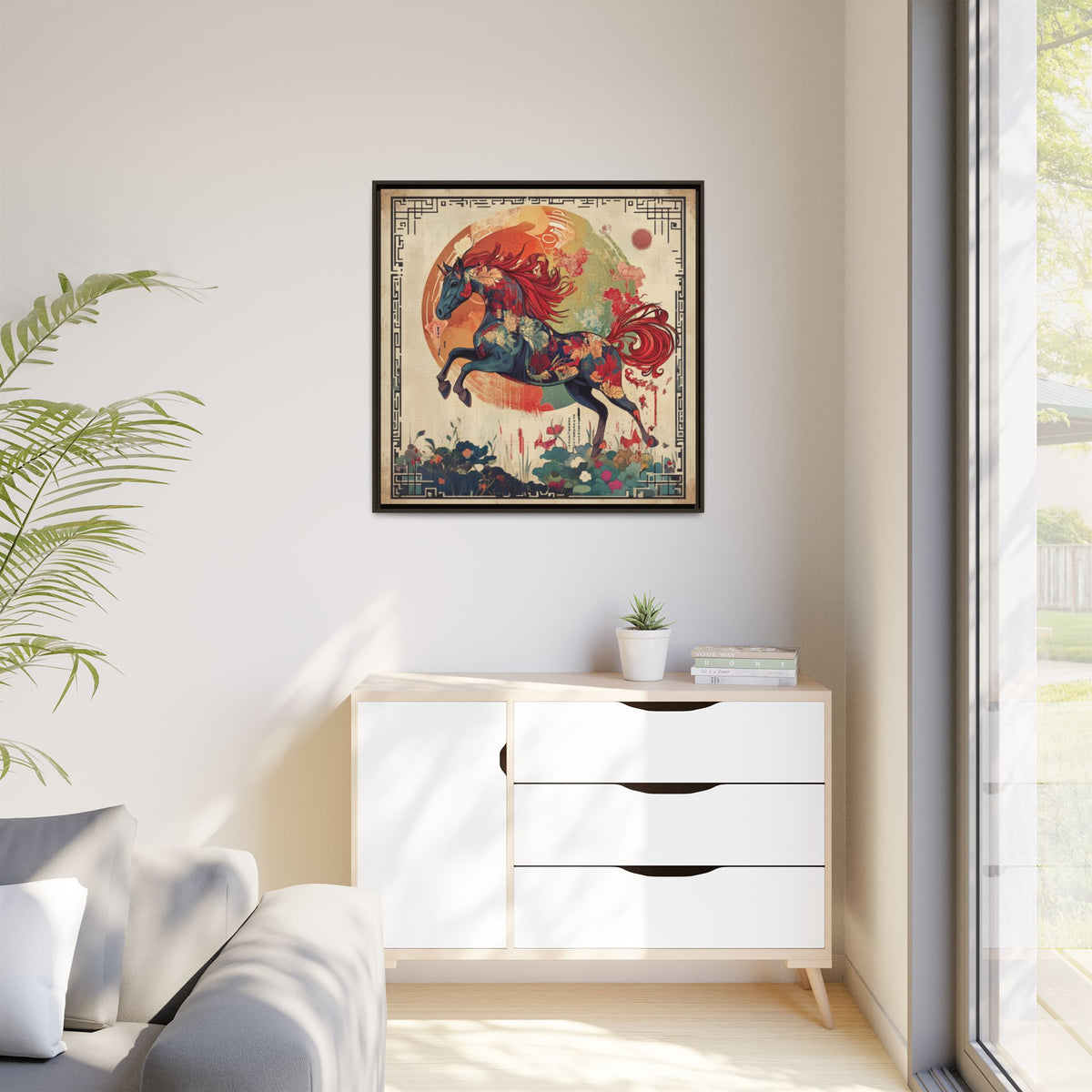 Fire Horse Year Matte Canvas Framed Print