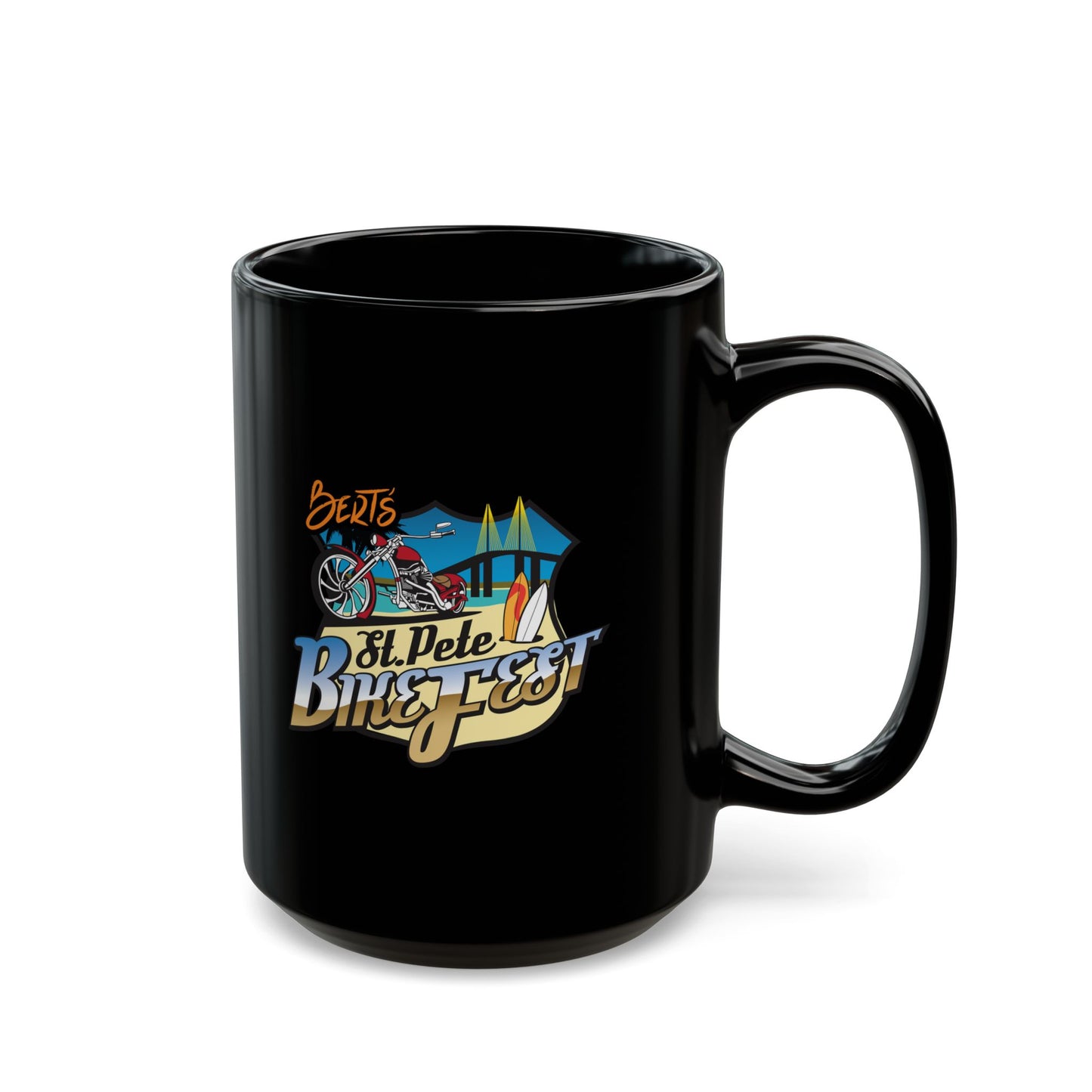 St Pete FL Bike Fest Black Mug with Beach Fiesta Design - Perfect for Coffee Lovers, Gift, Home Decor, Summer Vibes, and Celebrations
