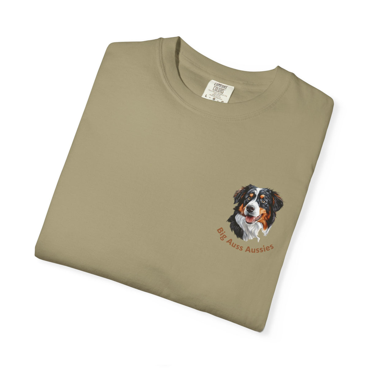 Big Auss Aussies T-shirt, Unisex Garment-Dyed Tee, Tri Color Australian Shepherd