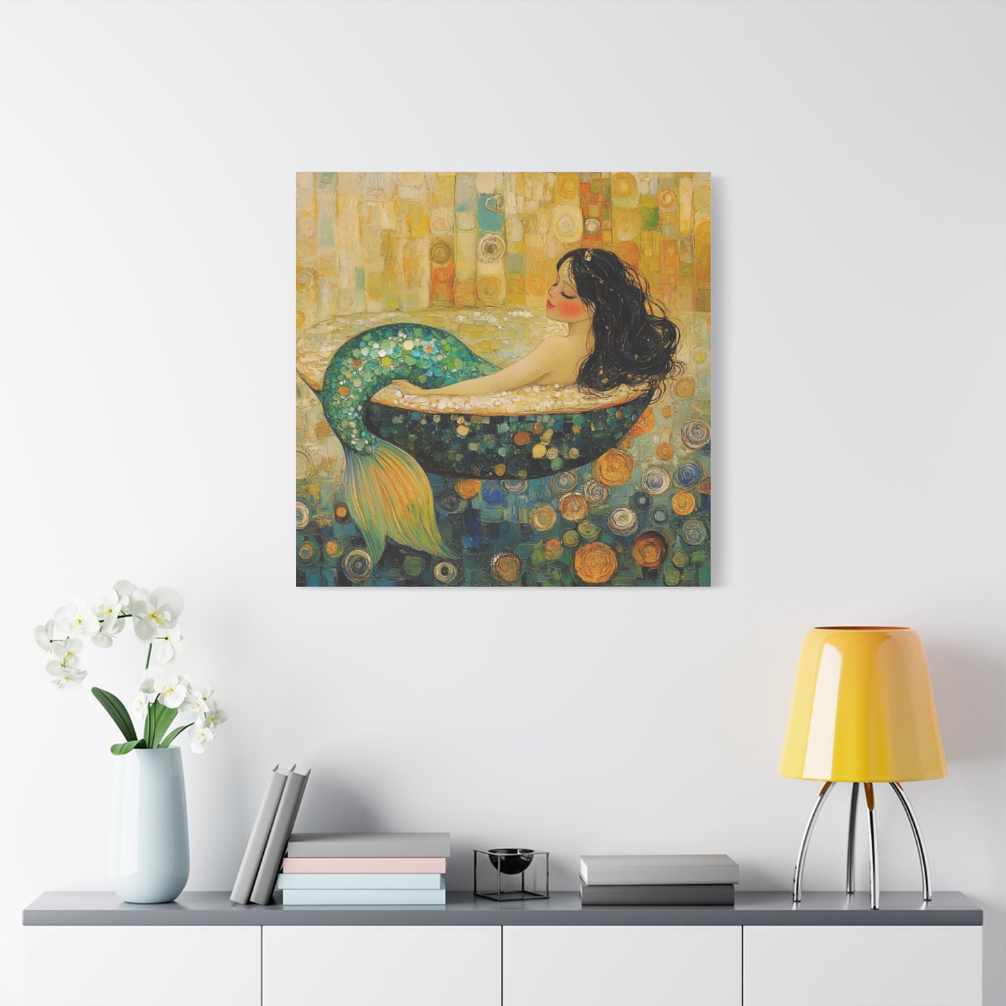 Serene Mermaid Canvas Art, Wall Decor, Home Decoration, Art Gift, Coastal Living, Beach Theme, Printable Artwork