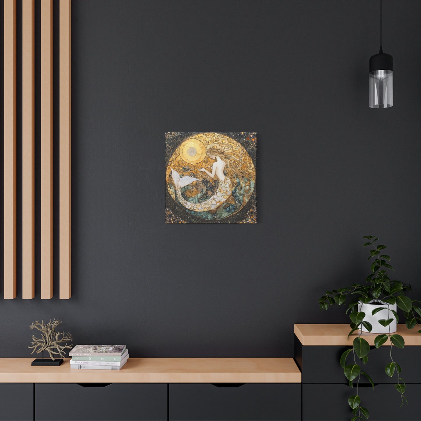 Elegant Mermaid Wall Art - Stretched Matte Canvas, Nautical Decor, Ocean Lover Gift, Home Decoration, Unique Mermaid Artwork