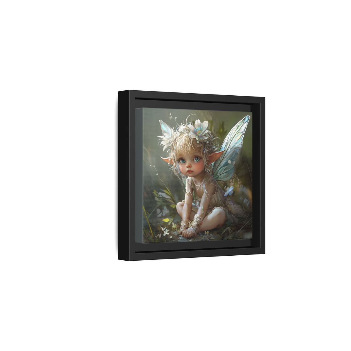 Baby Fairy Art Print, Framed Canvas, Whimsical Home Decor, Fairy Tale Gift, Magical Nursery Wall Art