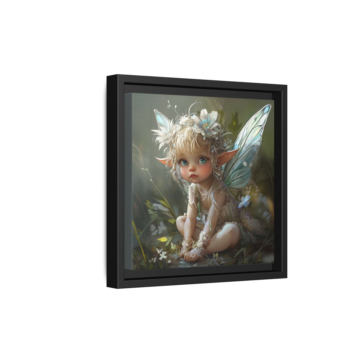 Baby Fairy Art Print, Framed Canvas, Whimsical Home Decor, Fairy Tale Gift, Magical Nursery Wall Art