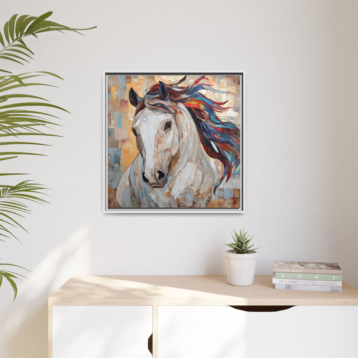 Colorful Mane Horse Matte Canvas Framed | Equine Wall Art