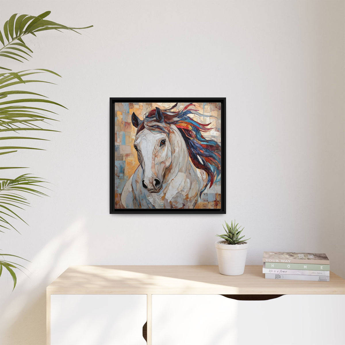Colorful Mane Horse Matte Canvas Framed | Equine Wall Art