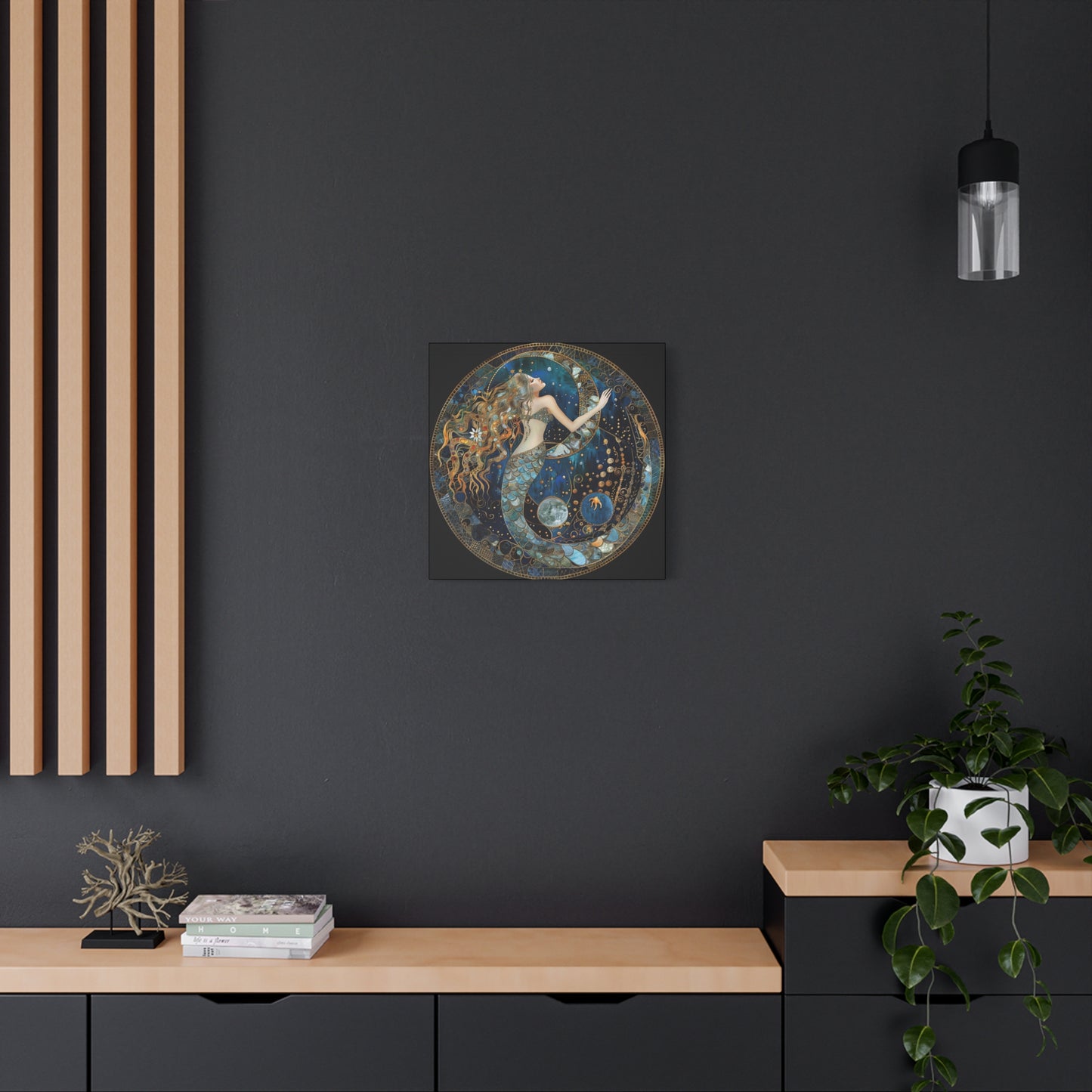Mermaid Dreams Canvas Art, Ocean Wall Decor, Boho Home Decor, Gift for Her, Coastal Decoration, Celestial Art