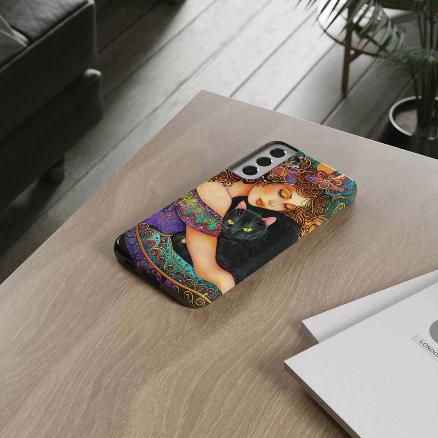 Colorful Cat Art Phone Case, Tough Phone Cover for Cat Lovers, Gift for Pet Owners, Artistic Mobile Case, Cute Cat Design