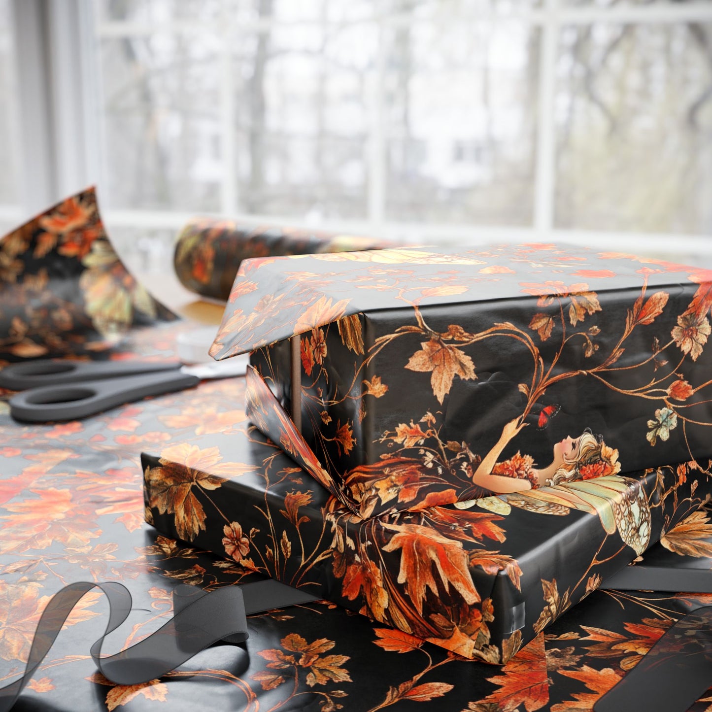 Elegant Autumn Fairy Wrapping Papers - Ideal for Gift Giving, Fall Celebrations, Thanksgiving, Halloween, Seasonal Decor