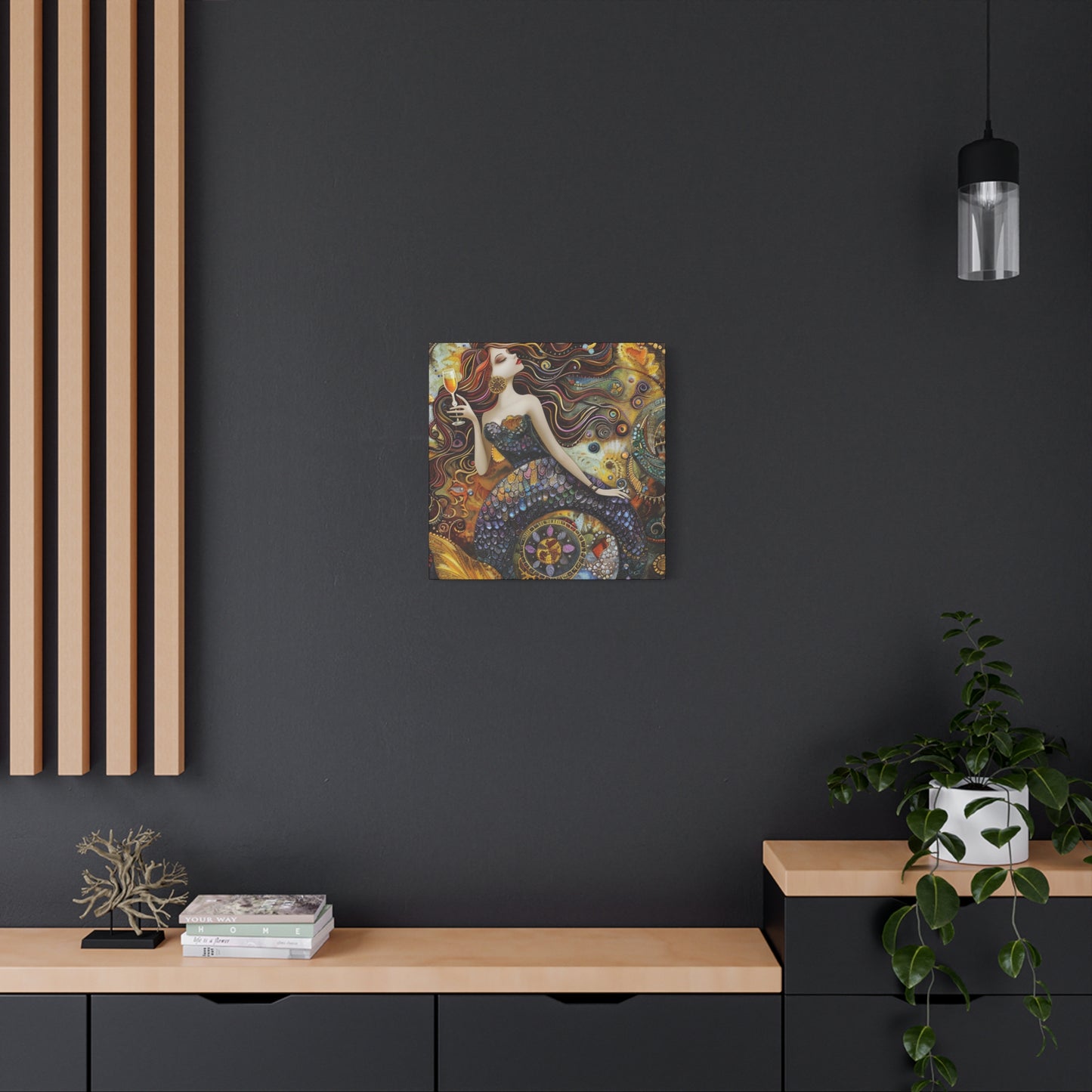 Mermaid Art Canvas, Relaxing Home Decor, Whimsical Wall Art, Unique Gift, Fantasy Artwork