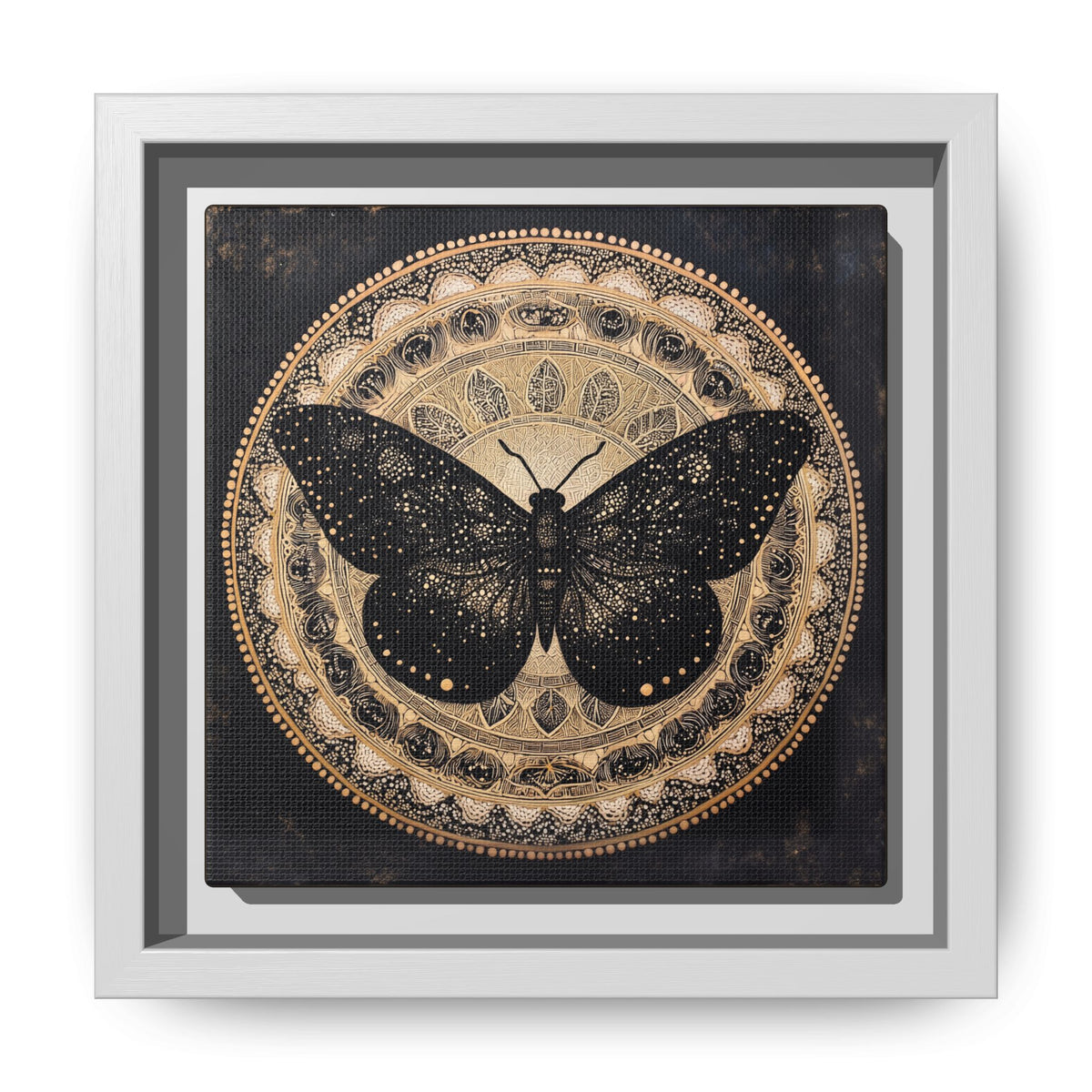 Black Moth Mandala Matte Canvas Framed | Wall Art