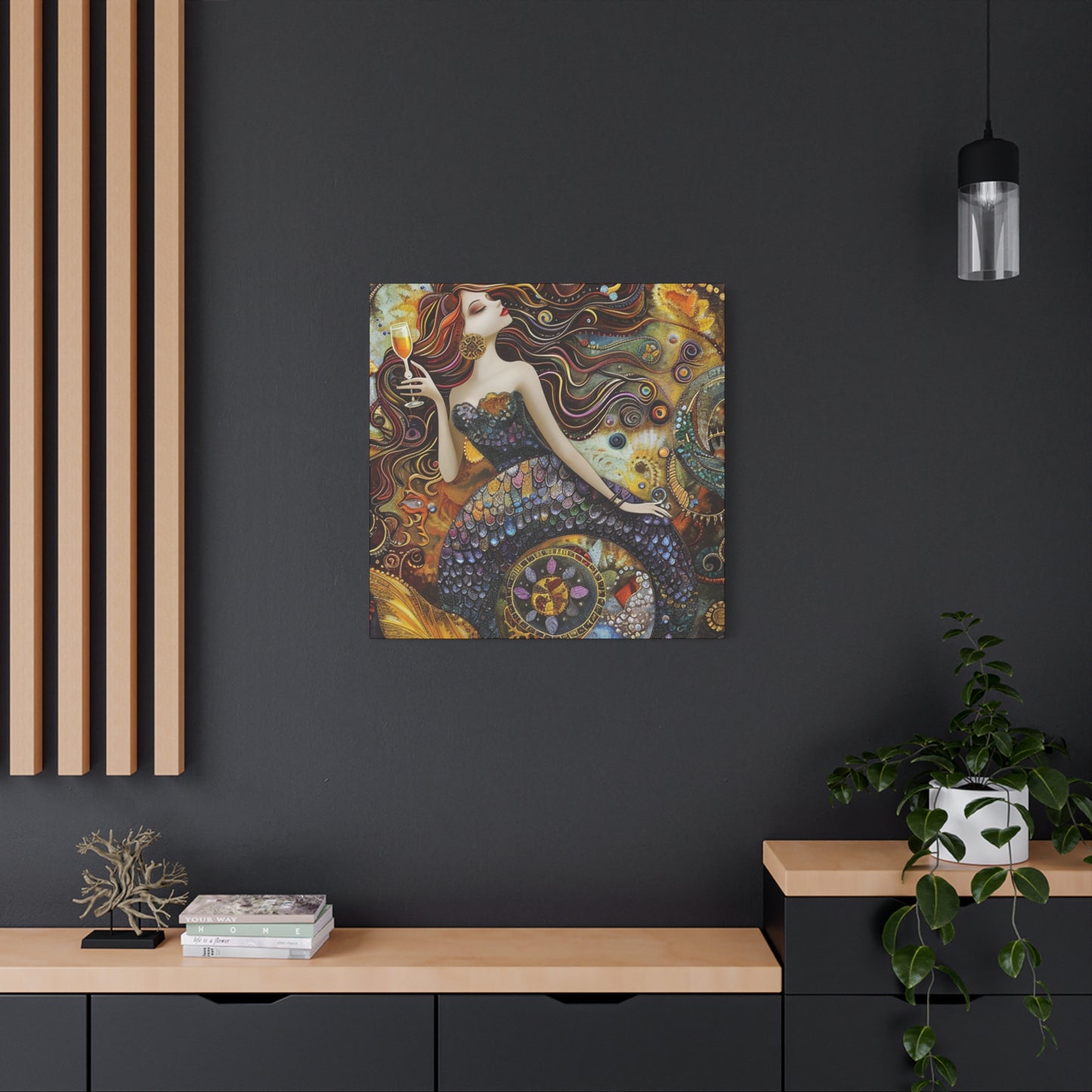 Mermaid Art Canvas, Relaxing Home Decor, Whimsical Wall Art, Unique Gift, Fantasy Artwork