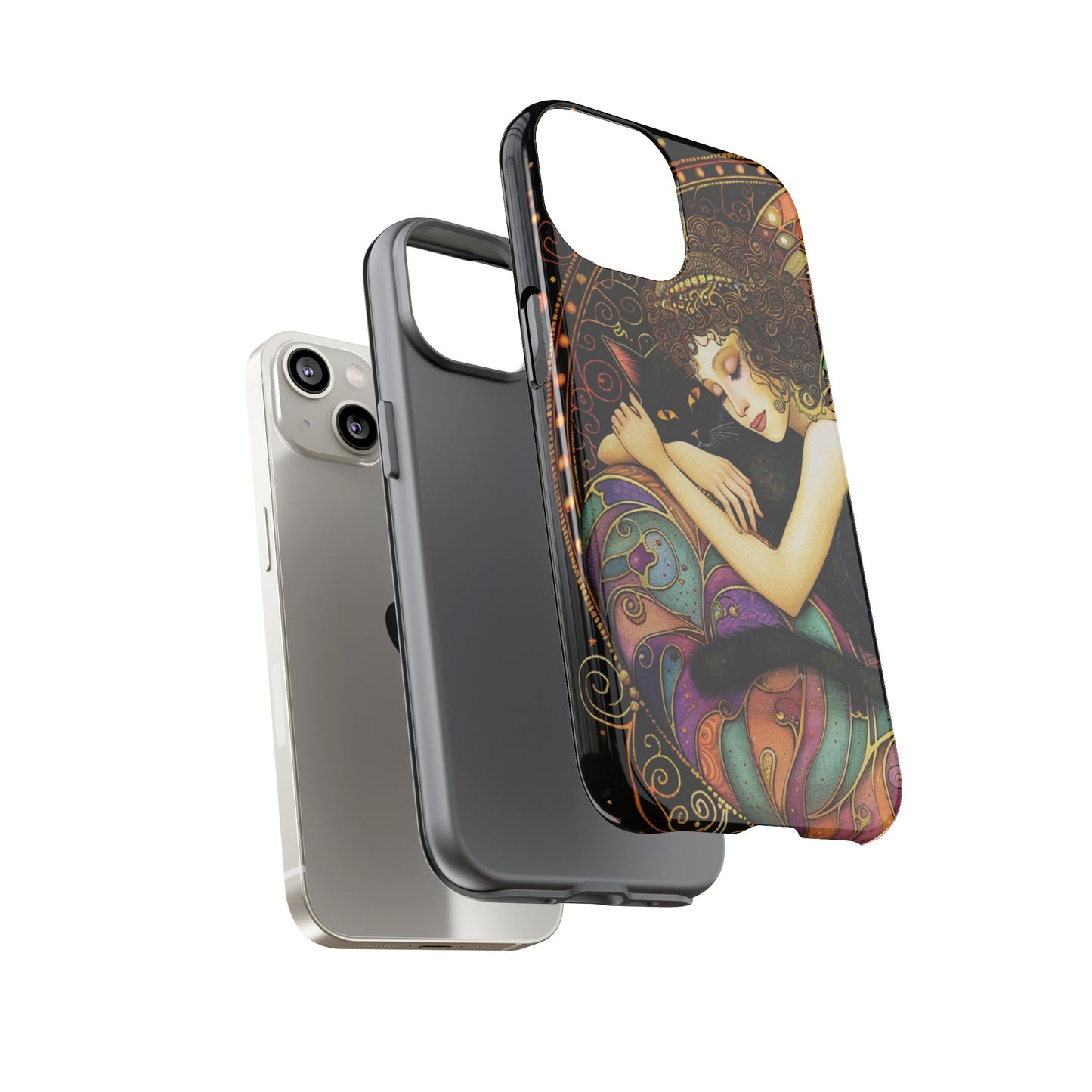 Artistic Phone Case for Cat Lovers, Tough Cases with Enchanting Design, Unique Gift for Birthdays, Holidays, and Celebrations
