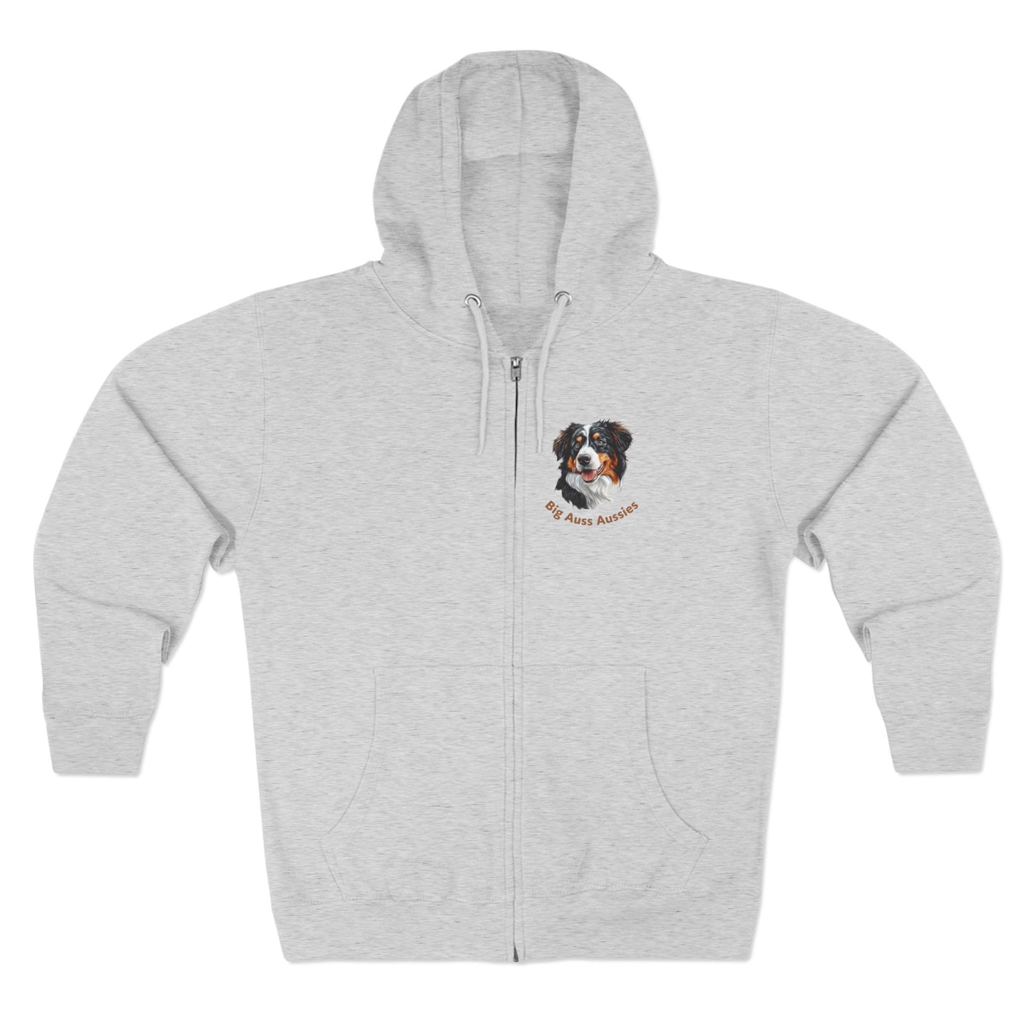 Big Auss Aussies Unisex Zip Hoodie - Cozy Pet Apparel, Australian Shepherd Clothing
