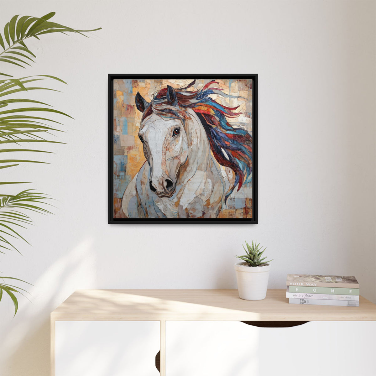 Colorful Mane Horse Matte Canvas Framed | Equine Wall Art