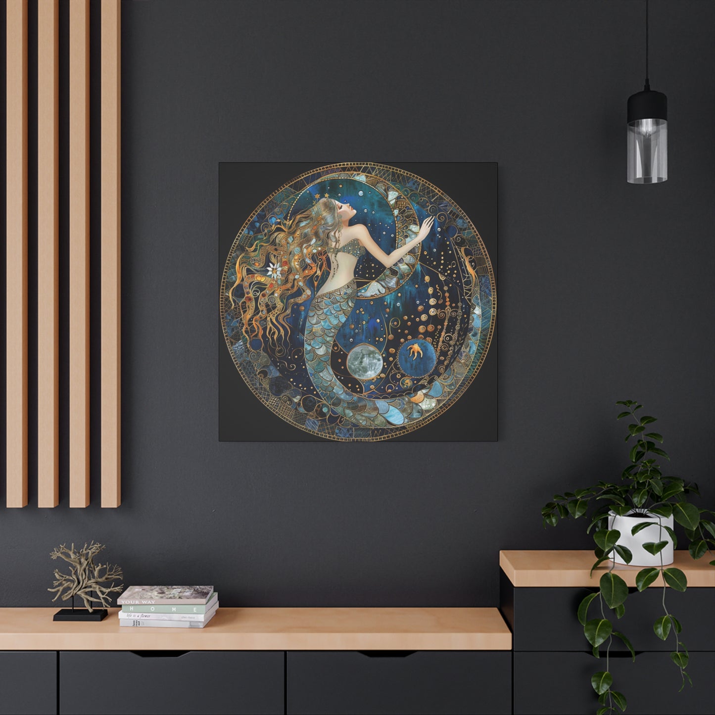 Mermaid Dreams Canvas Art, Ocean Wall Decor, Boho Home Decor, Gift for Her, Coastal Decoration, Celestial Art