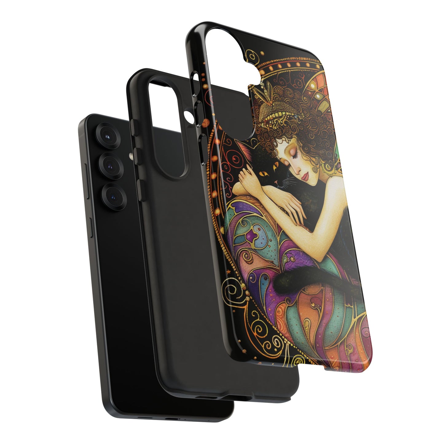 Artistic Phone Case for Cat Lovers, Tough Cases with Enchanting Design, Unique Gift for Birthdays, Holidays, and Celebrations