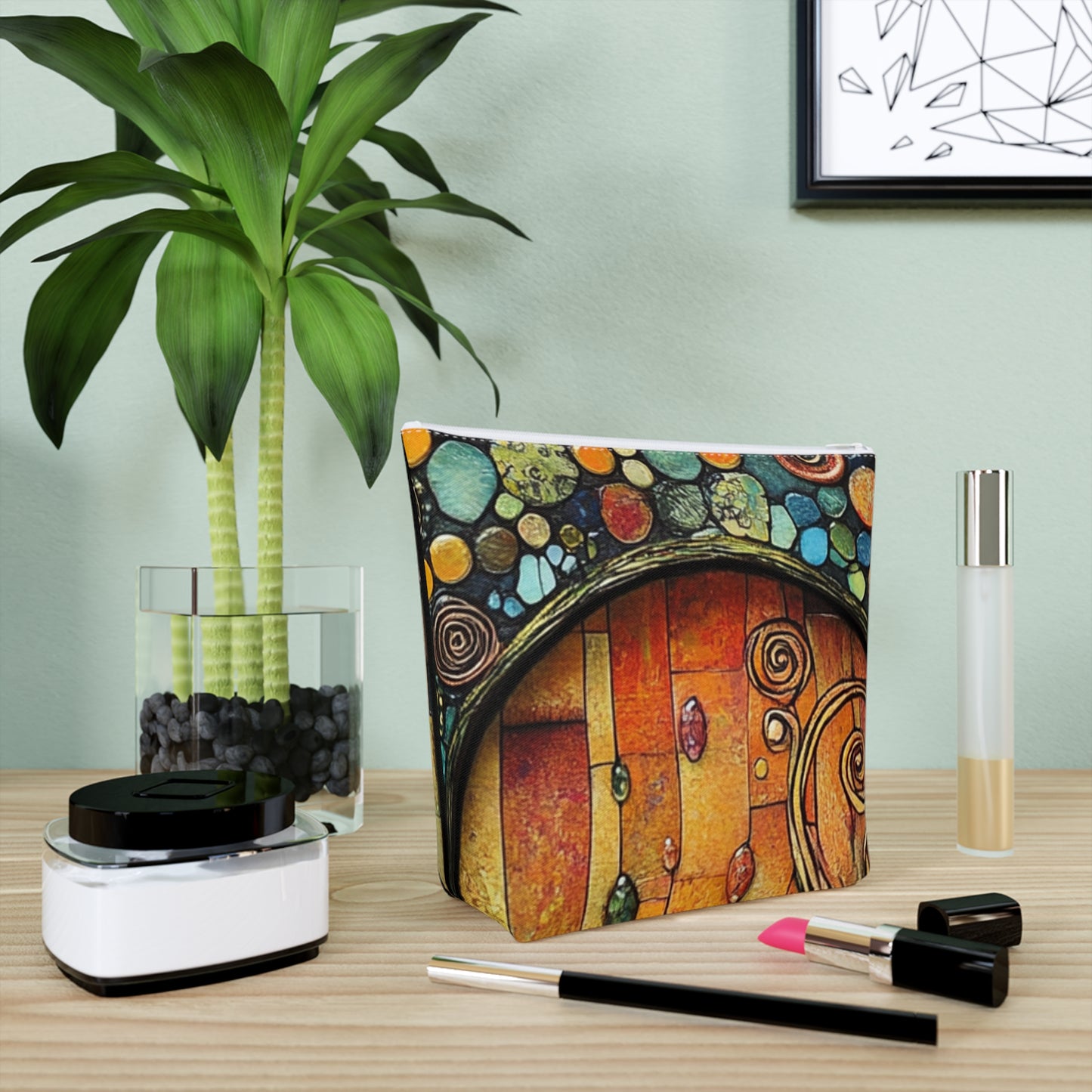 Fairy Door Artistic Cotton Cosmetic Bag, Colorful Art Pouch, Makeup Organizer, Travel Essentials, Gift for Her, Festival Ready