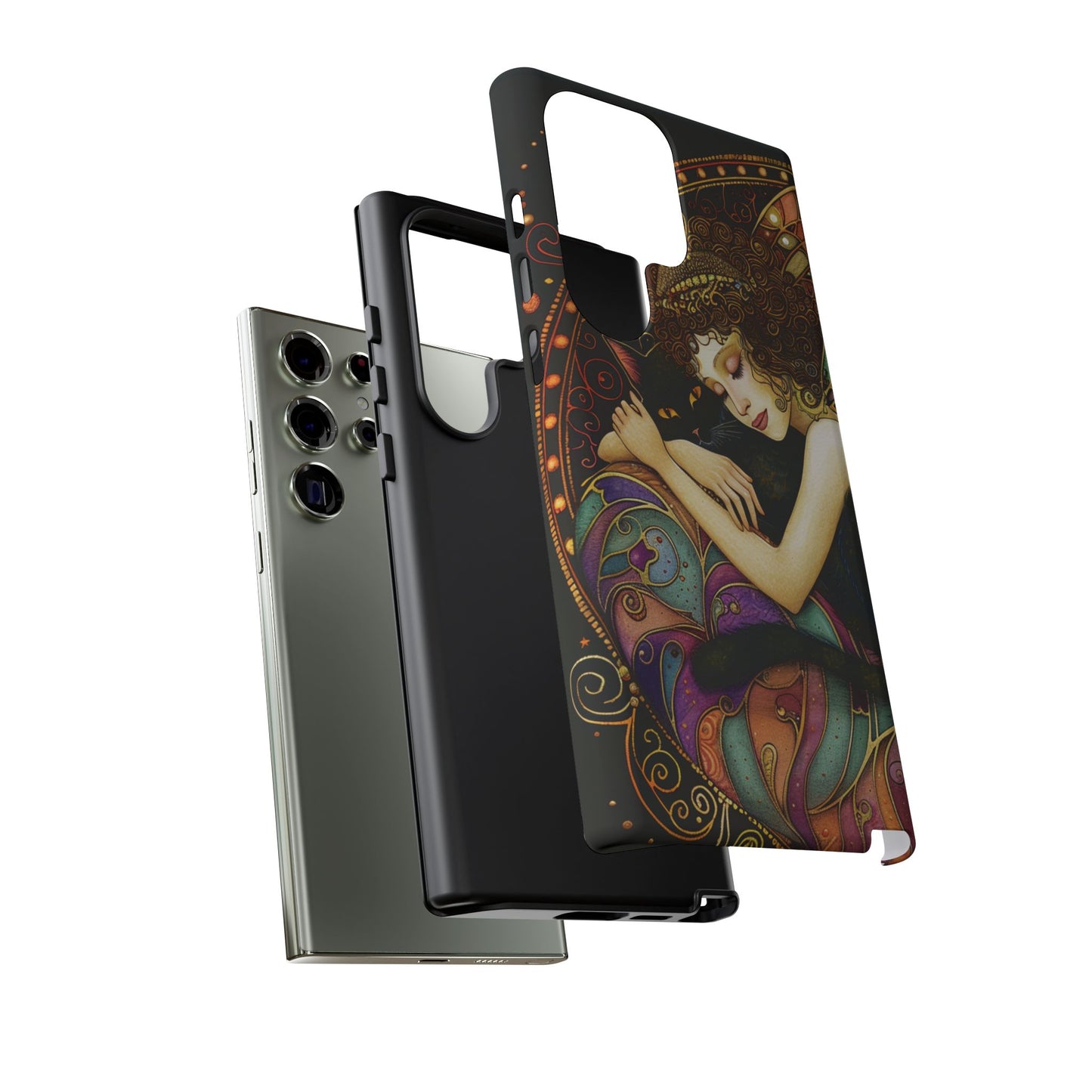 Artistic Phone Case for Cat Lovers, Tough Cases with Enchanting Design, Unique Gift for Birthdays, Holidays, and Celebrations