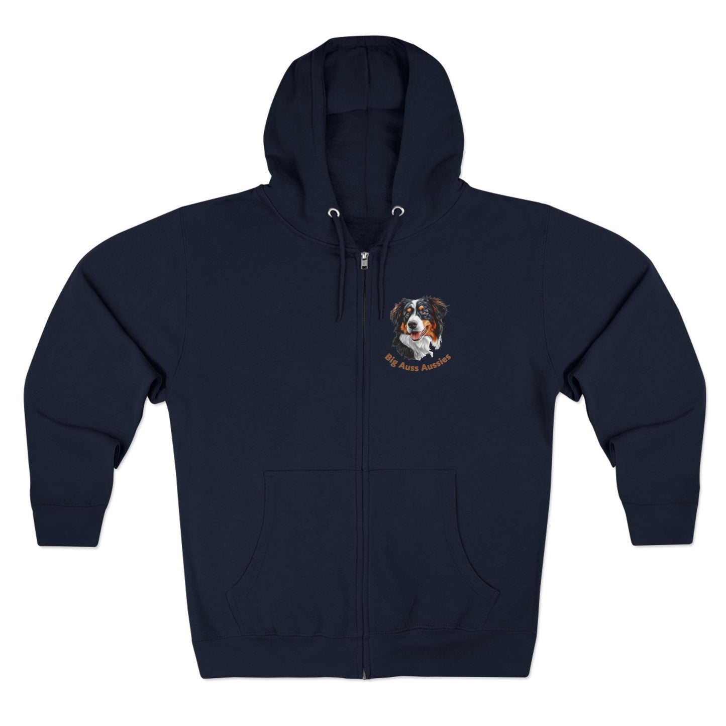 Big Auss Aussies Unisex Zip Hoodie - Cozy Pet Apparel, Australian Shepherd Clothing