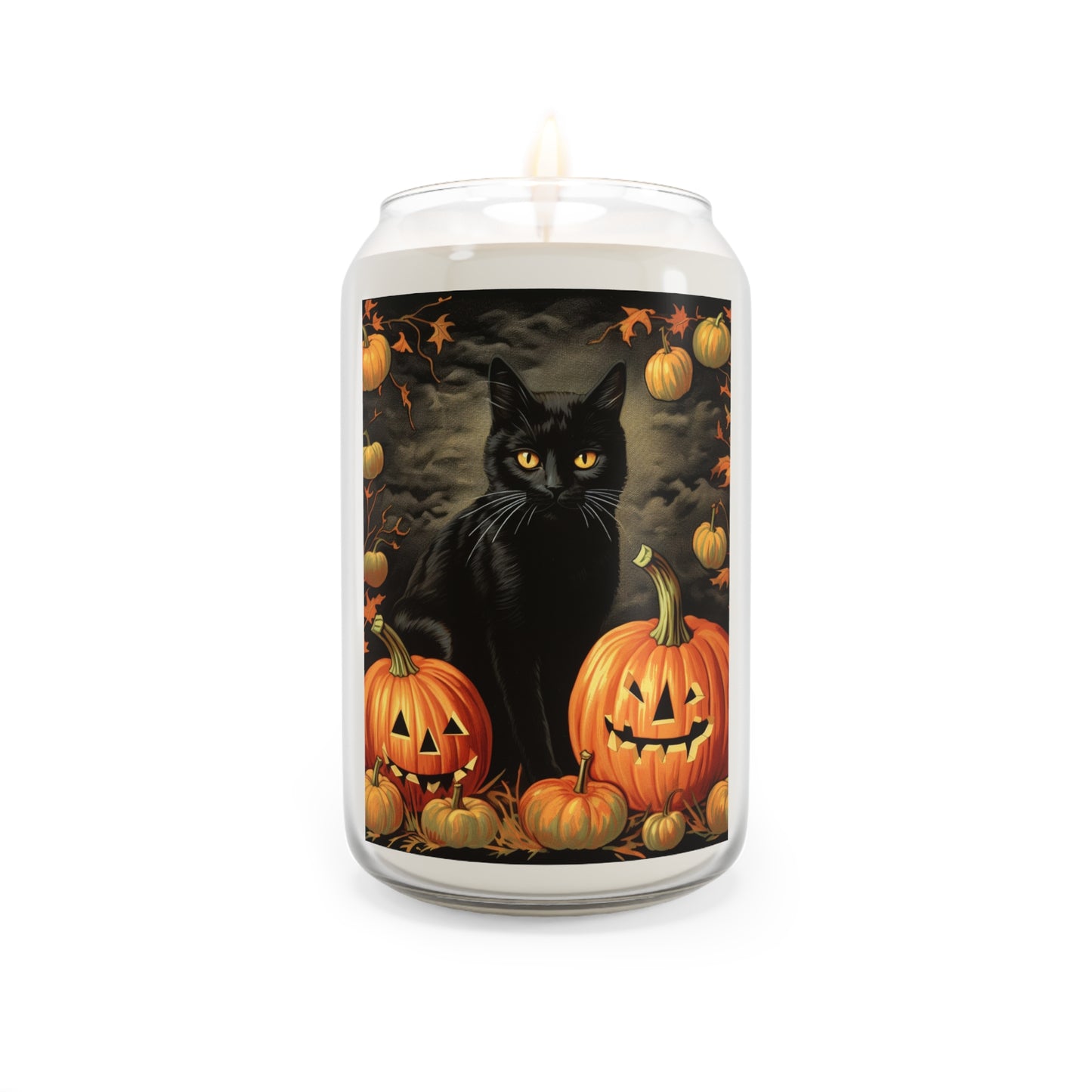 Halloween Cat Candle, Soy Wax, Fall Home Decor, Cozy Autumn Vibes, Perfect for Witchy Folks, Gift for Cat Lovers