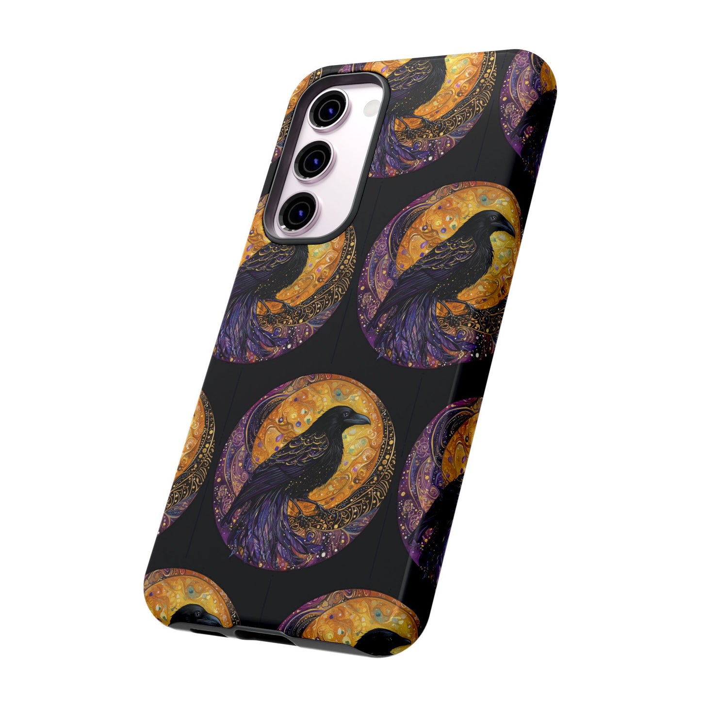 Raven Celestial Phone Case, Astrological Gift, Bird Lover Accessory, Tough Phone Cover, Gothic Aesthetic, Halloween Tech Decor